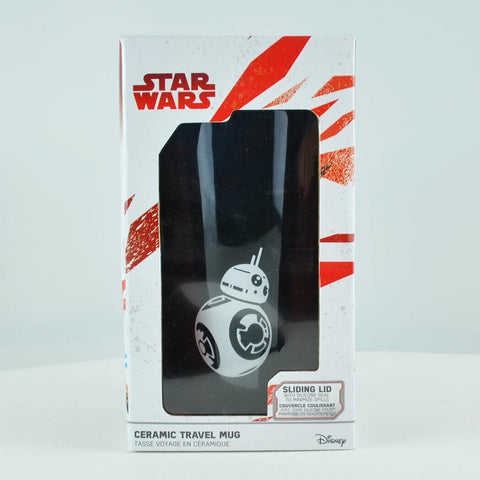 Disney Star Wars BB-8  6" Ceramic Travel Lidded Mug Sliding Plastic Lid Black
