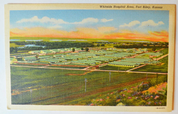 Kansas Fort Riley Whitside Hospital - Army WWII - Postcard ca 1940s