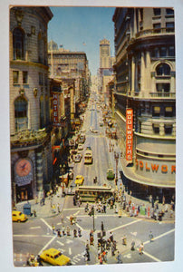 San Francisco California Street Car Powell Market Street Postcard - Birds Eye