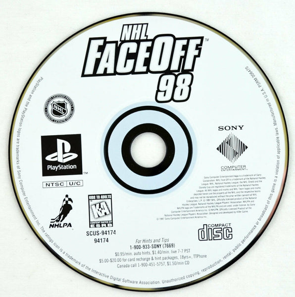 NHL FaceOff 98 (Sony PlayStation 1, 1997) - DISC ONLY