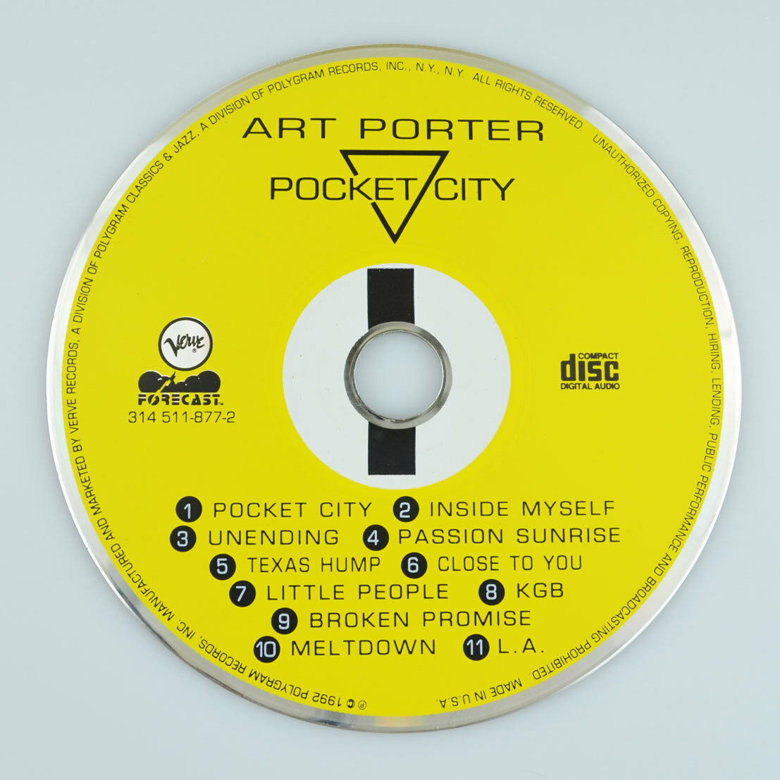Pocket City by Art Porter (CD, May-1992, Verve) DISC ONLY