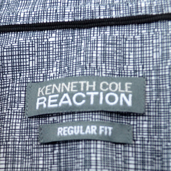 Kenneth Cole Reaction Mens Button Down Dress Shirt Black White Size 16.5 34-35