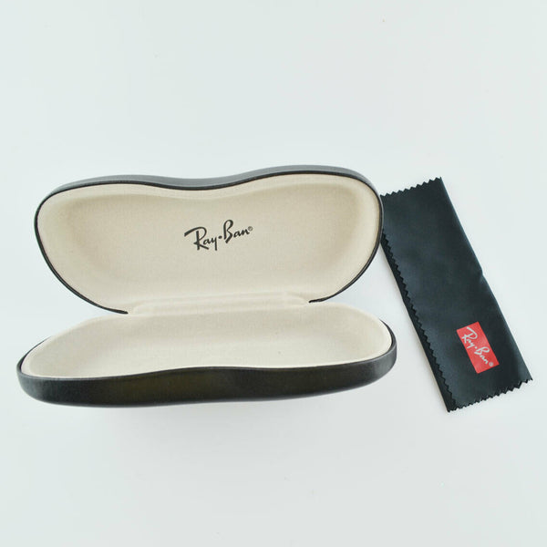 Ray Ban Sunglass Case - Black Leather Hard Shell - Snap Clamshell Glasses Case