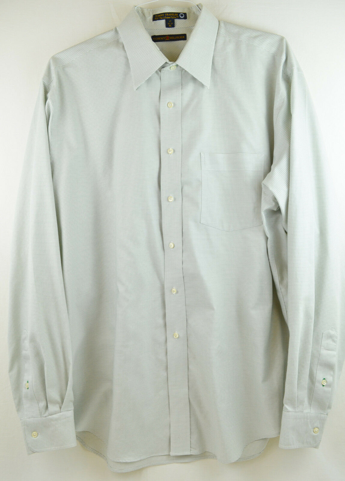 Tommy Hilfiger Mens Button Front Green Check - Traveler Collar Dress Shirt - Size XL
