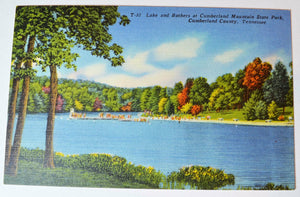 Tennessee Cumberland Mountain State Park Lake Bathers - Old Vintage Linen Postcard