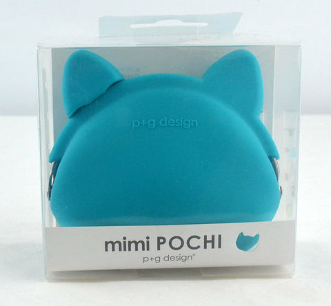 mimi Pochi Silicone Coin Purse Cat - Turquoise Blue