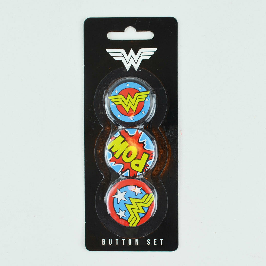 Wonder Woman 3 Button Set DC Comics Pin back - Collectibles