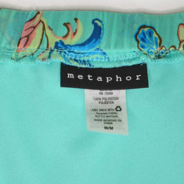 Metaphor Womens A-Line Skirt - High / Low - Chiffon Seafoam Green Floral - Flare
