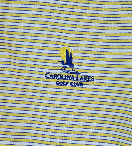Greg Norman Golf Polo Mens Shirt Carolina Lakes Yellow Striped Play Dry Large