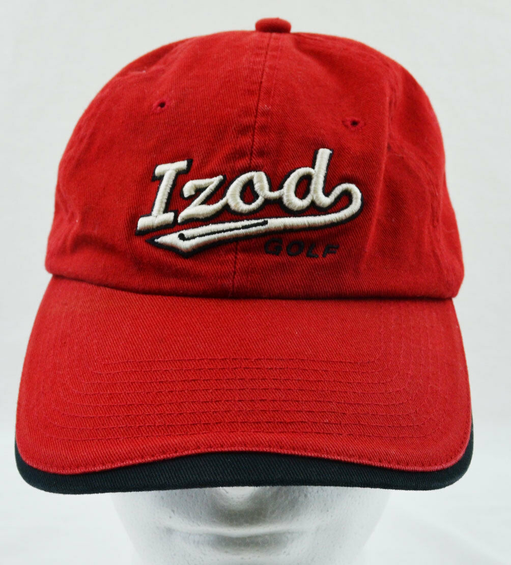 Izod Golf Hat Baseball Cap Red Embroidered front Logo and Back