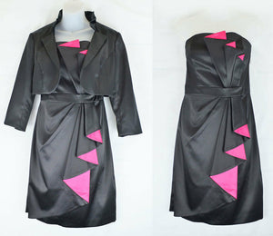 Sexy White House Black Market Black Cocktail Formal Dress and Jacket Size 6