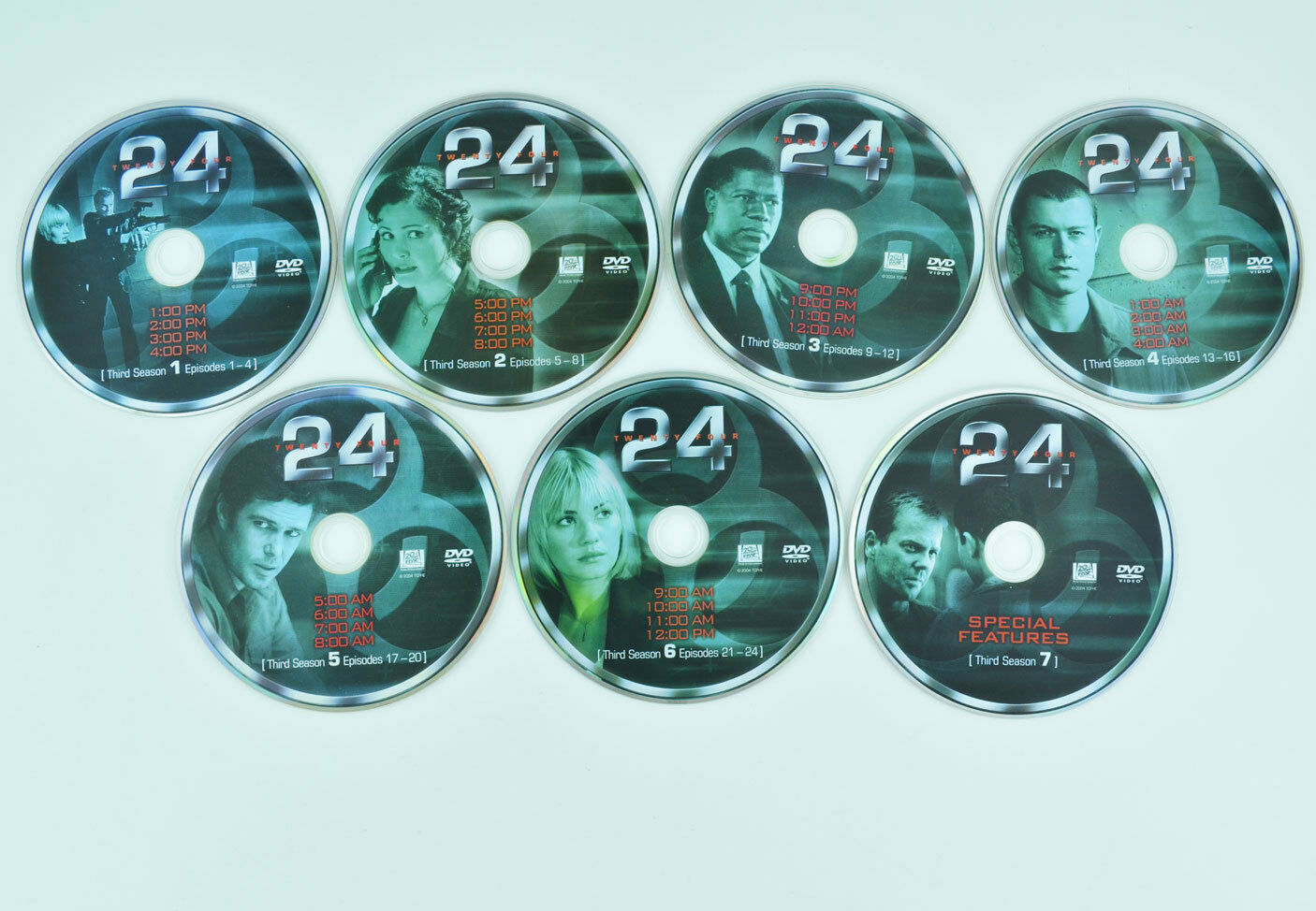 24 - Season 3 (DVD, 2009, 7-Disc Set) Kiefer Sutherland - DISCS ONLY