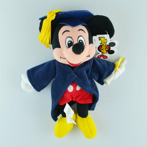 Disney Parks Mickey Mouse Graduation 8" Beanie Plush - Cap Gown Diploma -  NWT