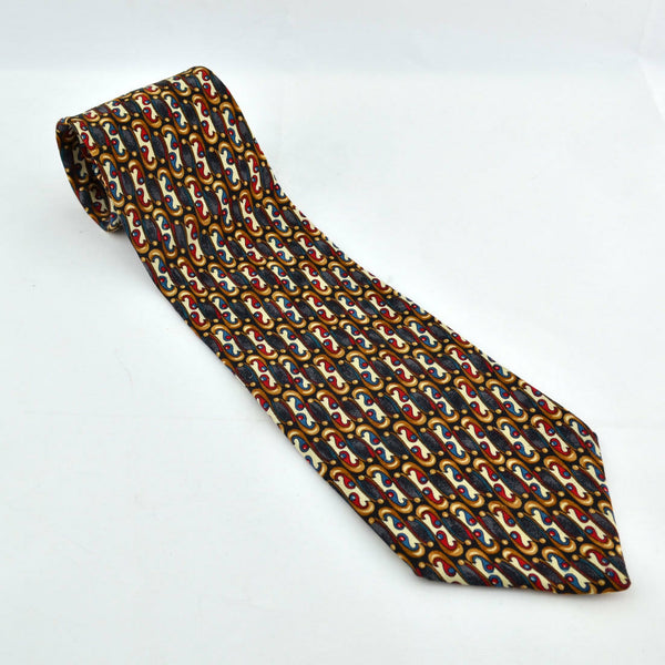 Monsieur Givenchy 100% Silk Blue and Multi-colored Geometric Neck Tie Classic