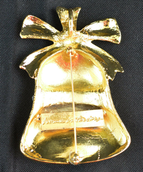 Bell Brooch - Scarf Pin, Pendant, Ornament - Goldtone - Christmas Home Interiors