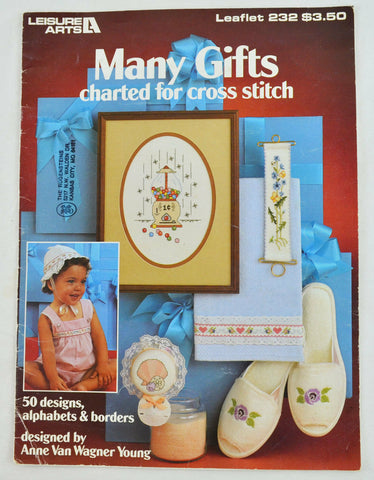 Counted Cross Stitch  - Many Gifts - 50 Designs, Alphabets -  Leisure Arts 232
