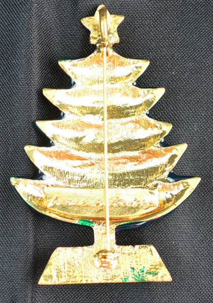 Christmas Tree Brooch - Green Tree Scarf Pin, Pendant, Ornament - Home Interiors