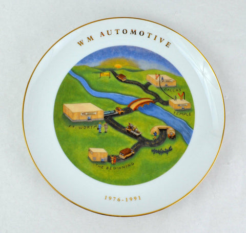 VIntage Commemorative Plate W M Automotive 1st 15 Years Automotive Warehouse, TX