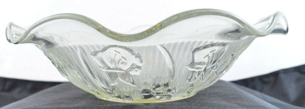 Vintage 9 1/2" Clear Glass Bowl Ruffled Flower - Fluted Edges