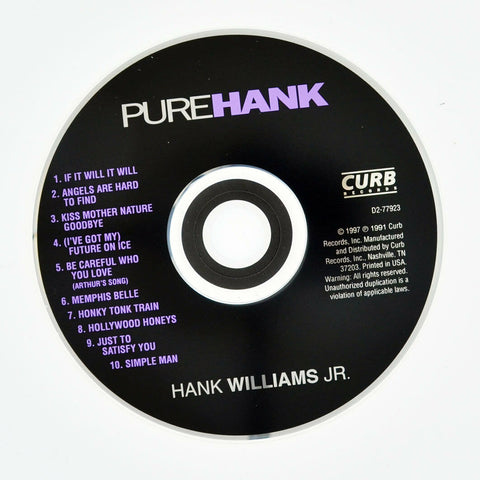 Pure Hank by Hank Williams, Jr. (CD, Apr-1991, Curb) DISC ONLY