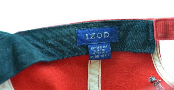 Izod Golf Hat Baseball Cap Red Embroidered front Logo and Back
