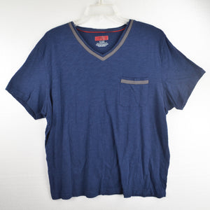 Alfani Pocket Shirt Mens XXL Short Sleeve V Neck Slim Fit Blue Soft Cotton