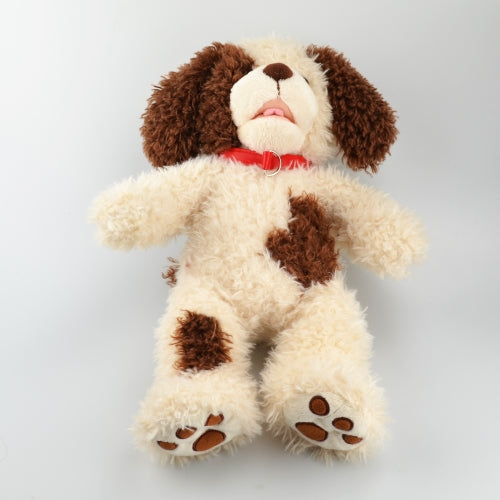 Build-A-Bear Fuzzy Beige and Brown Spotted Dog Plush With Red Collar