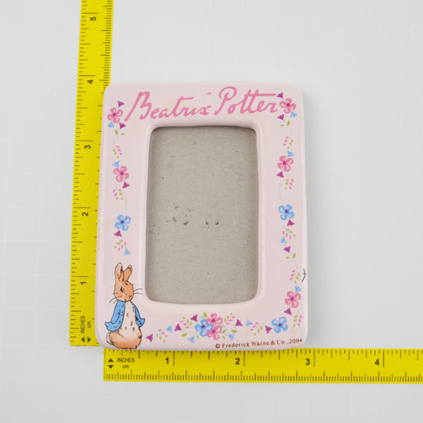 Beatrix Potter Photo Frame 4"x3" Ceramic Pink Boxes Baby Girl Set - Rabbit Flowers