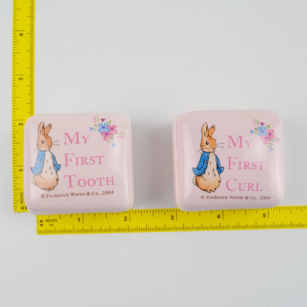 Beatrix Potter Photo Frame 4"x3" Ceramic Pink Boxes Baby Girl Set - Rabbit Flowers