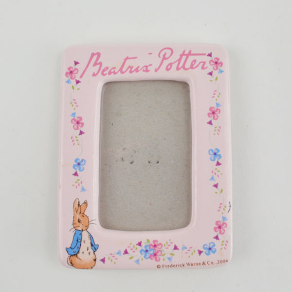 Beatrix Potter Photo Frame 4"x3" Ceramic Pink Boxes Baby Girl Set - Rabbit Flowers