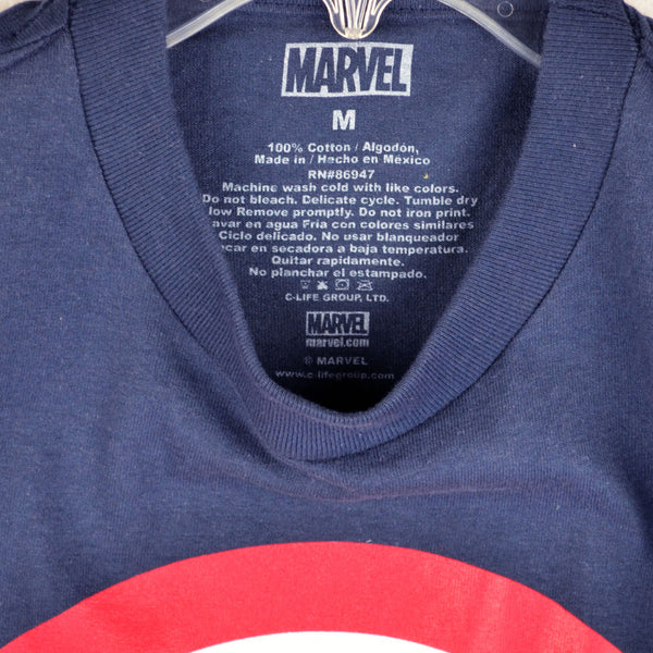 Marvel Captain America T Shirt - Mens Size Medium - Navy Blue - Graphic Tee