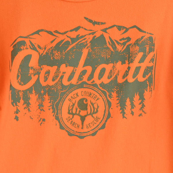 Carhartt T Shirt - Orange Gray Long Sleeve Graphic Tee - Youth Large 14-16
