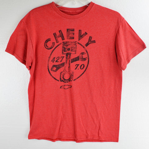 Chevy 427 Graphic Tee Shirt Crew Neck - Official GM - Mens Medium Red