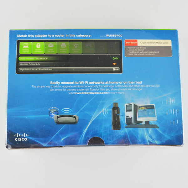 Linksys Wireless-G USB Adapter - Cisco Basic Wireless - WUSB54GC - NEW