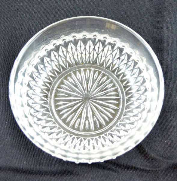 Vintage Diamond Pattern Cut Crystal Bowl Candy Dish