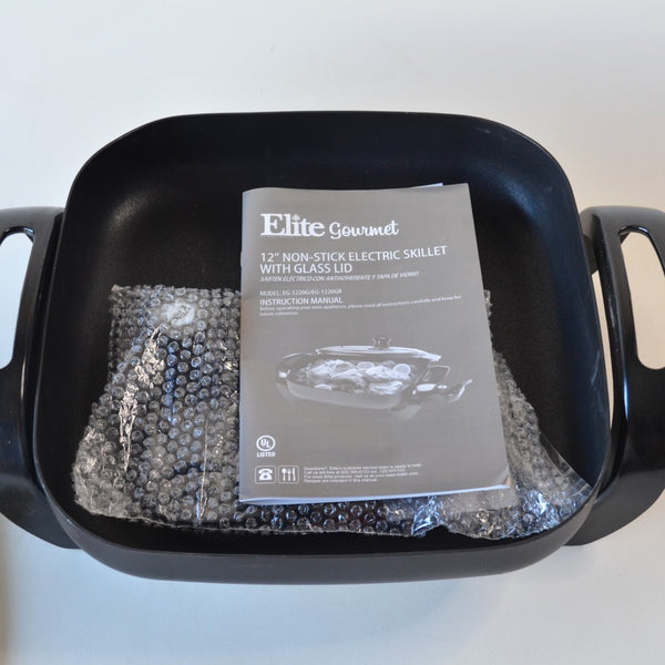 Elite Gourmet Electric Skillet - 12" Non-Stick with Glass Lid