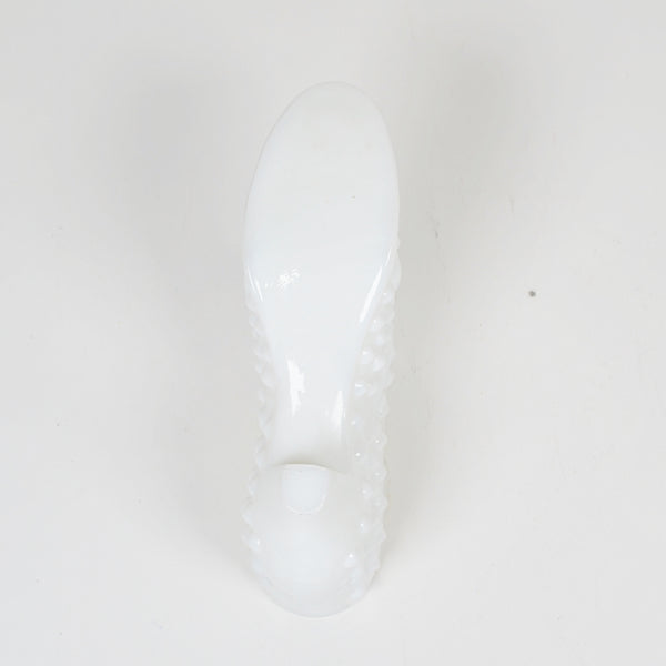 Vintage FENTON Milk Glass White Hobnail Shoe Slipper Cat Head Art Glass