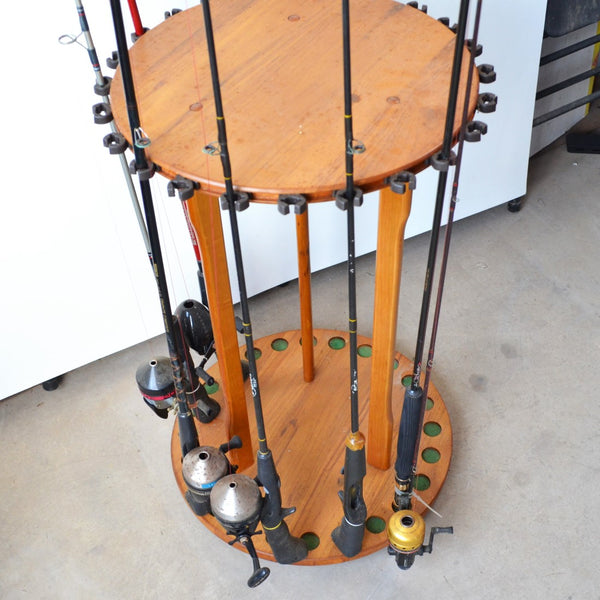 Fishing Pole Holder with 6 Rods and 5 Reels
