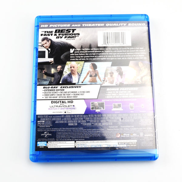 Furious 7 (Blu-Ray & DVD, 2015, 2-Disc Set) Vin Diesel, Paul Walker, Dwayne Johnson