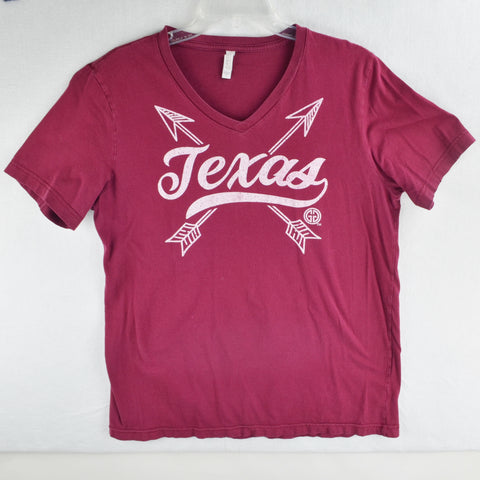 Girlie Girls Originals Texas Arrow T Shirt - Texas A&M Maroon Vneck - Size Large