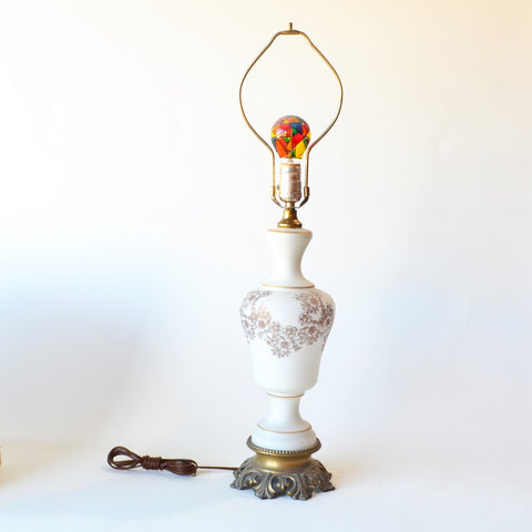 Vintage Table Lamp Glass Ornate Base - No Shade and No Top Finial