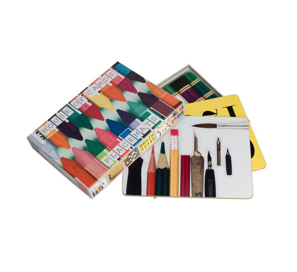 Eames House of Cards Collection Cork Backed Placemats - Set of 6 Mixed Design