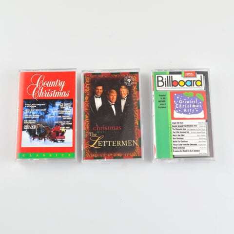 Christmas Cassette Tape Lot Of 3 - Billboard Greatest, The Lettermen, Country Christmas