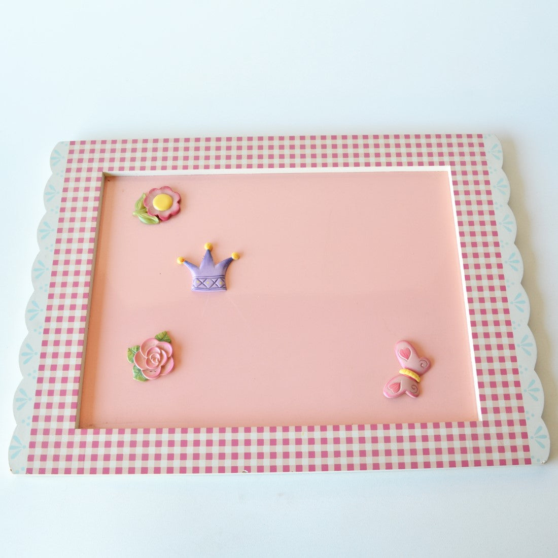 Girls Room Decor Magnetic Bulletin Board - Pink Gingham - Home Interiors Kids