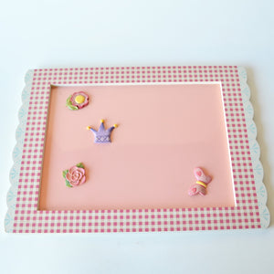 Girls Room Decor Magnetic Bulletin Board - Pink Gingham - Home Interiors Kids