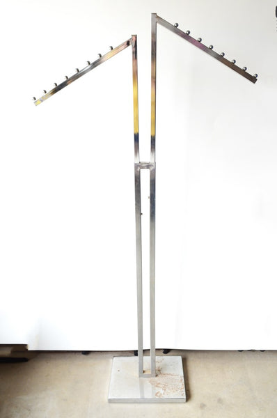 Chrome Double Purse Display Fixture Retail Store Display - Adjustable 4' - 6'