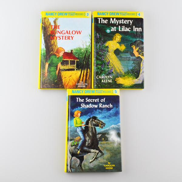 Lot of 3 Nancy Drew Mystery Stories by Carolyn Keene - Books 3-5 Yellow Hardcover