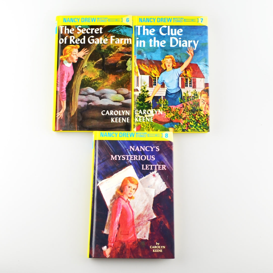 Lot of 3 Nancy Drew Mystery Stories by Carolyn Keene - Books 6-8 Yellow Hardcover