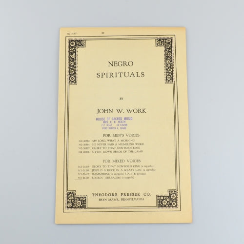 Vintage Negro Spirituals by John W. Work - "Rockin' Jerusalem" - 1940 - A Cappella