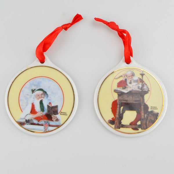 Vintage Norman Rockwell Collectible Ornaments "Santa" - 1999 - Lot of 2